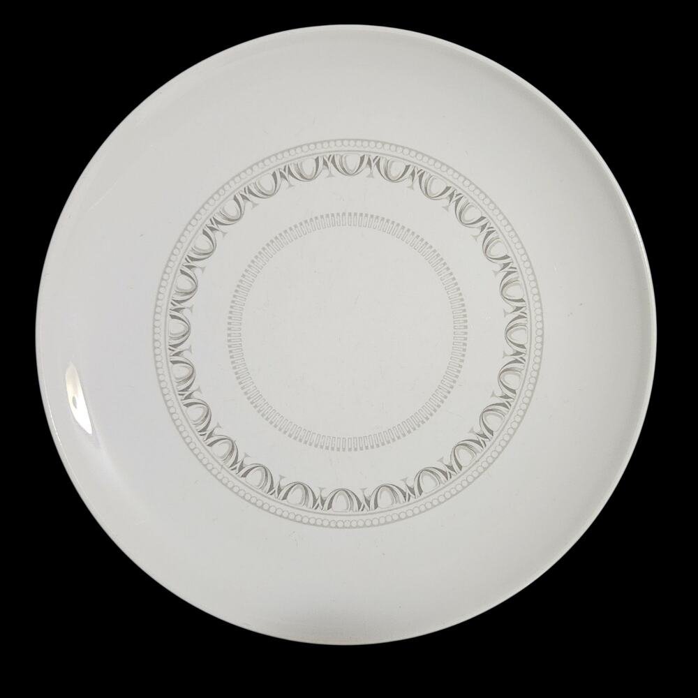 Centura by Corning White Gray Scroll Dinner Plates Set of 2 Vintage 10 Inch